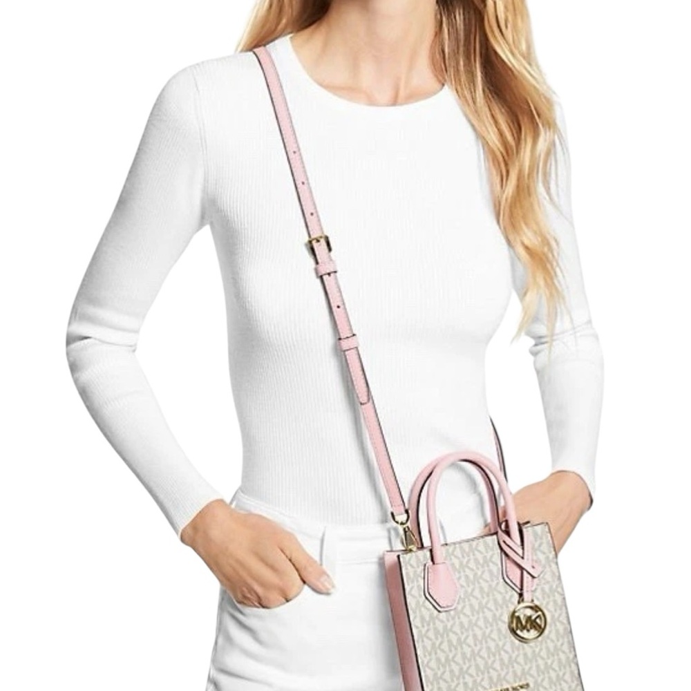 Michael Kors Mercer Pink and Cream‎ Crossbody Bag - Picture 4 of 11